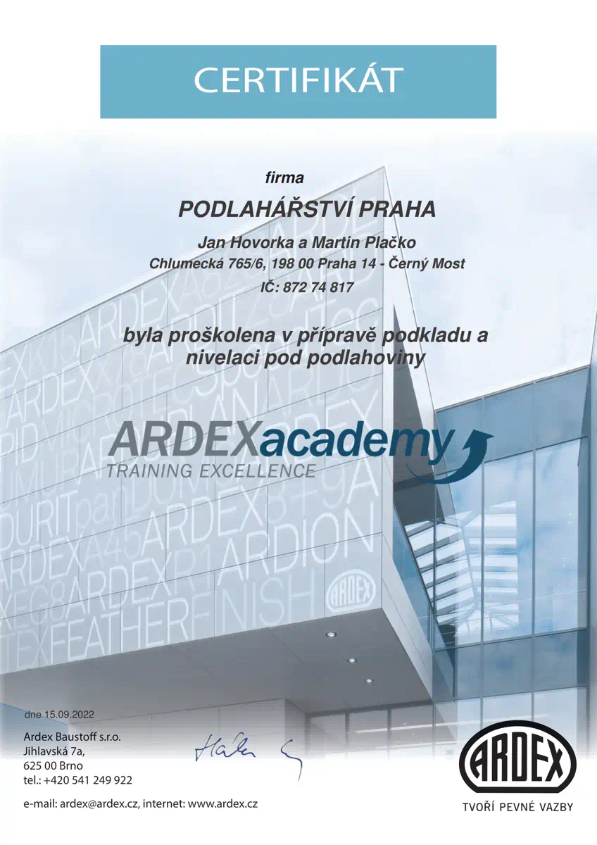 ARDEX certifikát